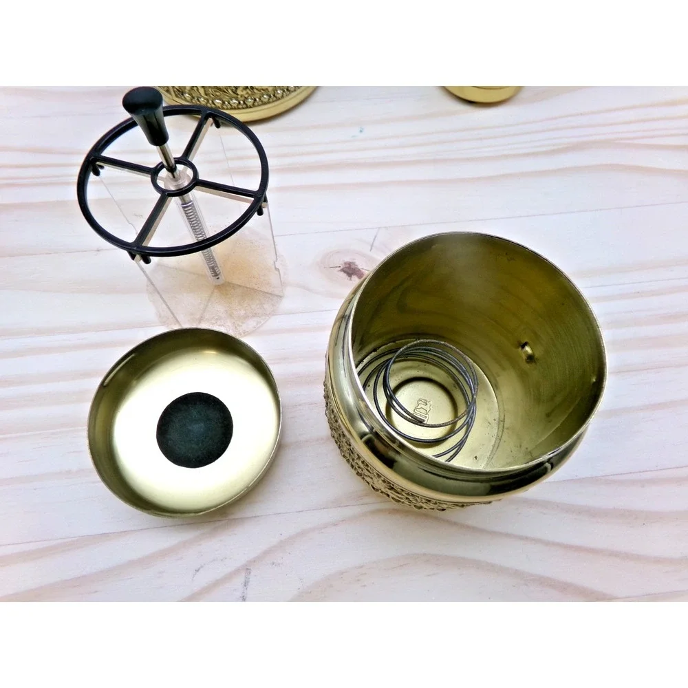Erhard & Sohne Germany Brass Smokers Set Ashtray Lighter Cigarette Dispenser Vtg